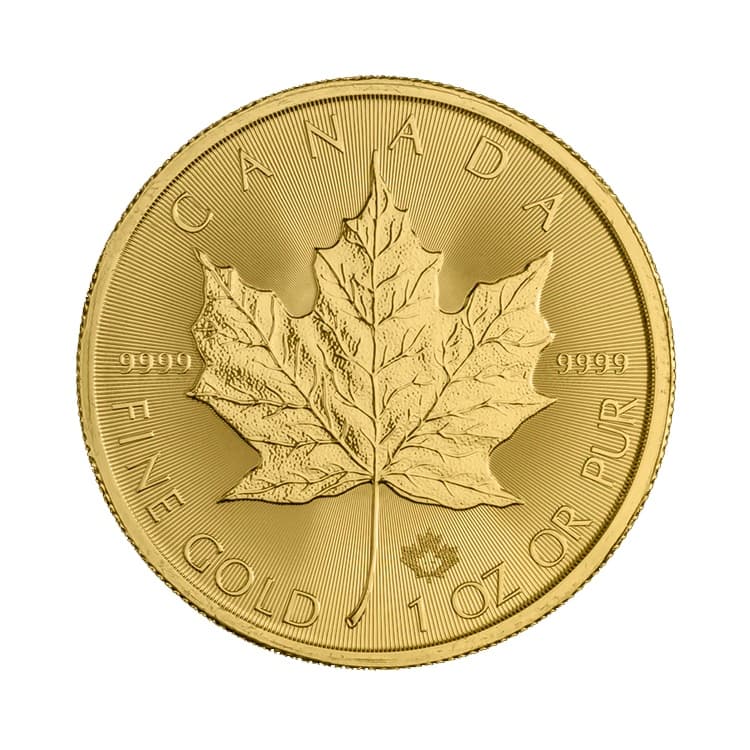 Gouden Maple Leaf 1 troy ounce, voorzijde met esdoornblad
